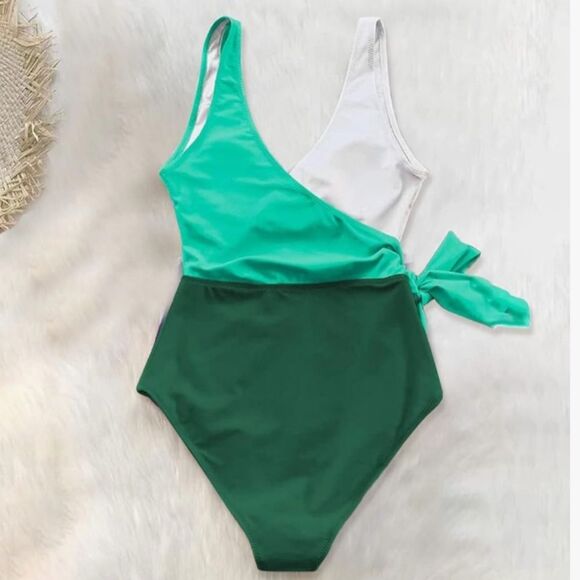 Color Block One Piece Side Tie Swimsuit NWOT - Picture 3 of 4